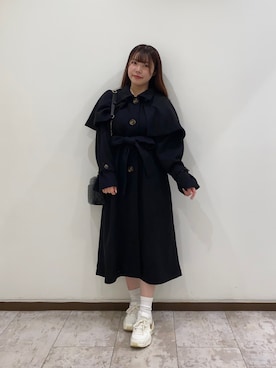 「OLIVE des OLIVE（オリーブデオリーブ）のアイテム（ステンカラーコート）」を使った、wakanaさん（レディース・153cm）の夏コーディネート