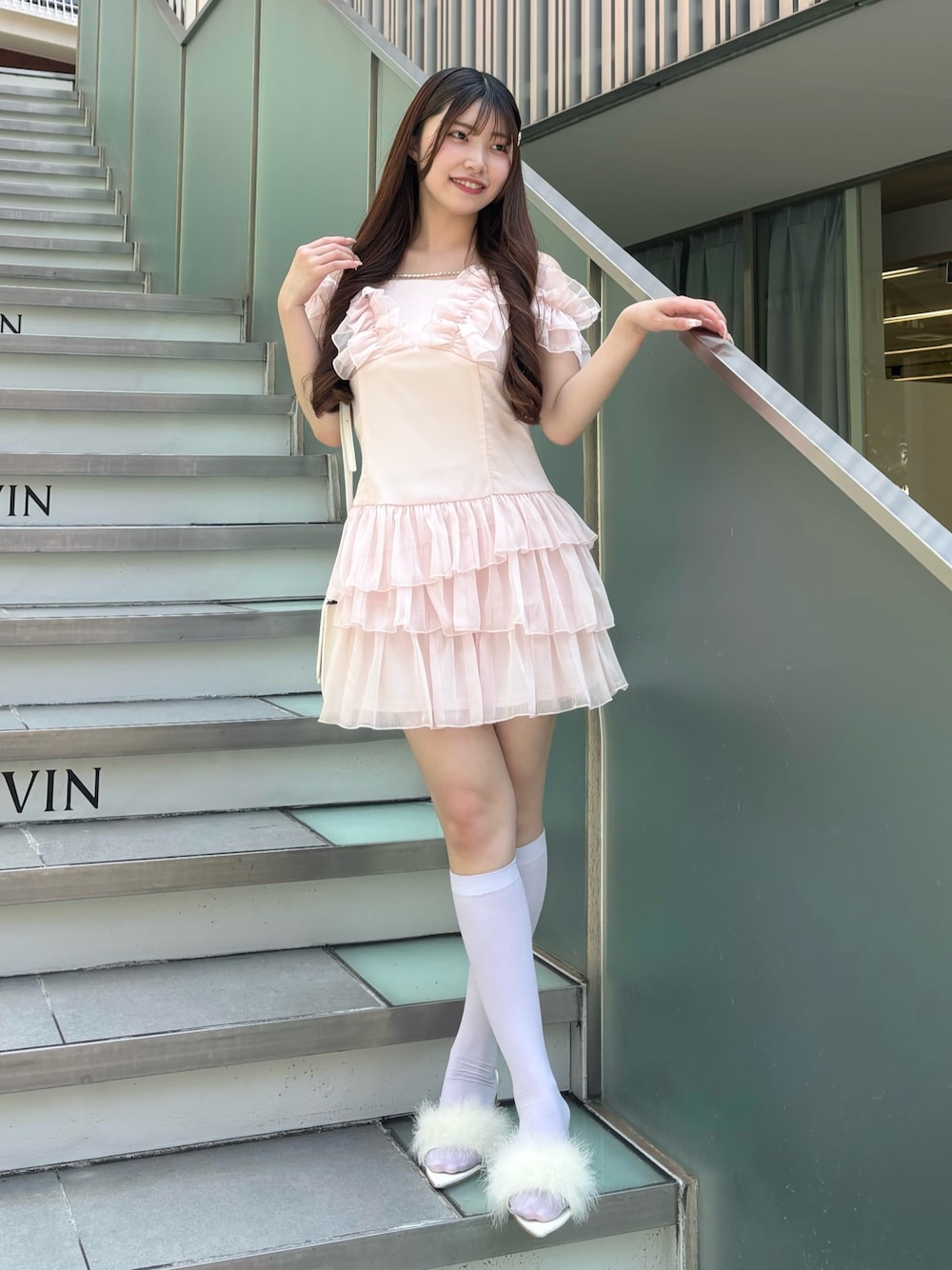 【ぴーちがーる】ホイップフリルミニワンピ ピンク ぴーちがーる】ホイップフリルミニワンピ ピンク ぴーちがーる