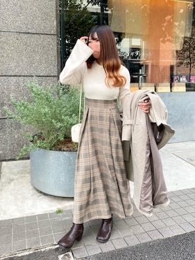 「OLIVE des OLIVE（オリーブデオリーブ）のアイテム（ステンカラーコート）」を使った、wakanaさん（レディース・153cm）の冬コーディネート