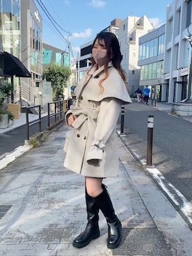 「ケープコート」｜「アイテム（ステンカラーコート）」を使った、wakanaさん（レディース・153cm）の秋コーディネート