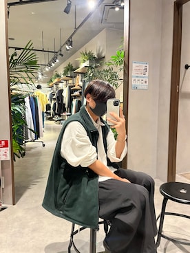 「Ellno Loset（エルノロゼット）のアイテム（スラックス）」を使った、しゅうさん（メンズ・160cm）の夏コーディネート