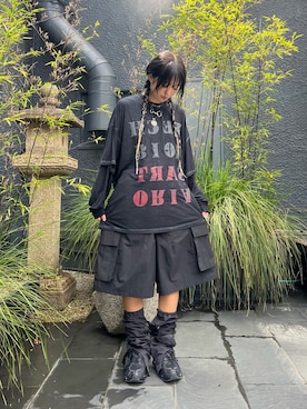 「WHITELAND（ホワイトランド）のアイテム（パンツ）」を使った、顔さん（レディース・163cm）の夏コーディネート