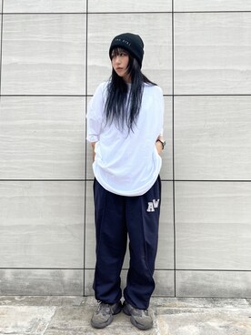 「whiteland」｜「アイテム（ニットキャップ/ビーニー）」を使った、顔さん（レディース・163cm）の夏コーディネート