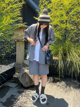 「WHITELAND（ホワイトランド）のアイテム（ショルダーバッグ）」を使った、顔さん（レディース・163cm）の夏コーディネート