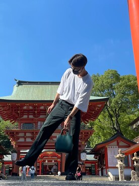 「AZUL（アズール）のアイテム（バッグ）」を使った、Seihaさん（メンズ・172cm）の秋コーディネート