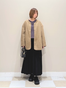 「アイテム（ノーカラージャケット）」を使った、asanofさん（レディース・160cm）の秋コーディネート