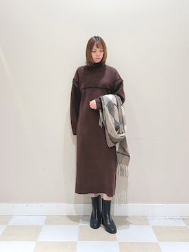 「ブラウン×ブラック」｜「アイテム（ワンピース/ドレス）」を使った、asanofさん（レディース・160cm）の冬コーディネート