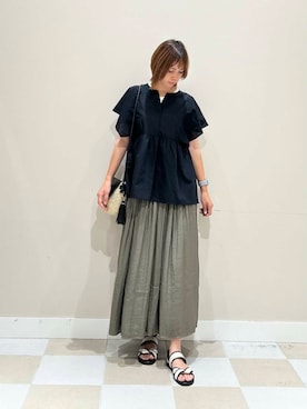 「袖フリル」｜asanofさん（レディース・160cm）の夏コーディネート