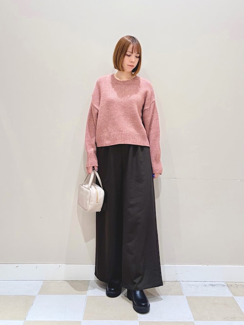 2点分アーバンリサーチ　長袖ニット　セーター　ピンク セール】クロス編みシアークルーネックニット（ニット/セーター