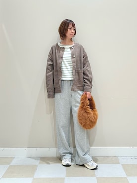 「アイテム（ノーカラージャケット）」を使った、asanofさん（レディース・160cm）の秋コーディネート