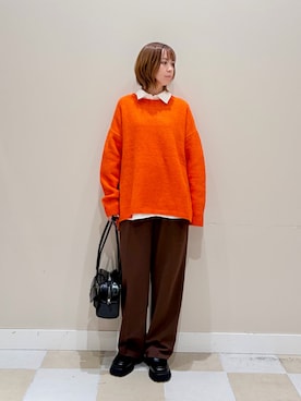 「ニット/セーター」｜「アイテム（シューズ）」を使った、asanofさん（レディース・160cm）の秋コーディネート