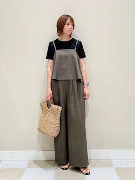 「半袖」｜「アイテム（サロペット/オーバーオール）」を使った、asanofさん（レディース・160cm）の夏コーディネート