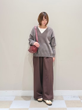 「ドット柄」｜asanofさん（レディース・160cm）の秋コーディネート