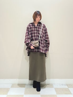 「ITEMS URBANRESEARCH（アイテムズ アーバンリサーチ）の起毛チェックルーズシャツ（シャツ/ブラウス）」を使った、asanofさん（レディース・160cm）の秋コーディネート