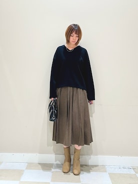 「アイテム（ボストンバッグ）」を使った、asanofさん（レディース・160cm）の秋コーディネート