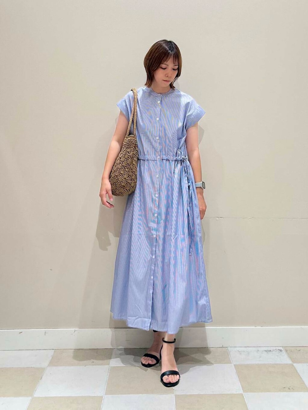 アーバンリサーチ　ウエストギャザーストライプワンピース　ブルーストライプ 楽天市場】【SALE／60%OFF】ウエストギャザーストライプ