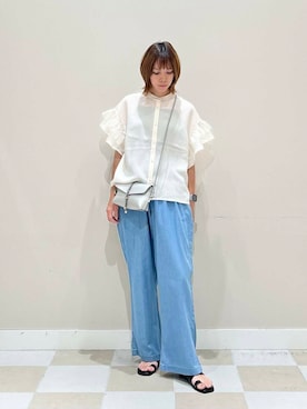 「袖フリル」｜asanofさん（レディース・160cm）の夏コーディネート