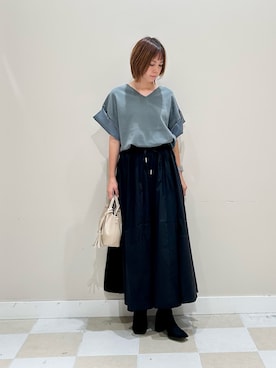 「ITEMS URBANRESEARCH（アイテムズ アーバンリサーチ）のウエストギャザースカート（スカート）」を使った、asanofさん（レディース・160cm）の秋コーディネート
