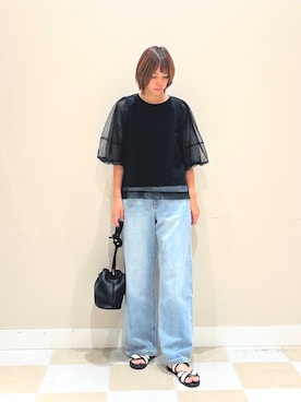 「バルーンスリーブ」｜asanofさん（レディース・160cm）の夏コーディネート