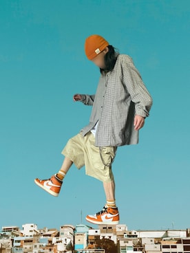 「アイテム（カーゴパンツ）」を使った、噂のキーマンさん（メンズ・170cm）の春コーディネート