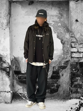 「COOTIE PRODUCTIONS（クーティープロダクションズ）のN/C Jersey Print S/S Tee - 2（Tシャツ/カットソー、ブラック系）」を使った、噂のキーマンさん（メンズ・170cm）の春コーディネート