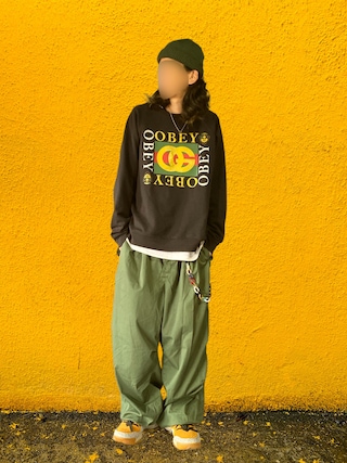 「RAGEBLUE（レイジブルー）のカラースノーバルーンパンツ（カーゴパンツ）」を使った、噂のキーマンさん（メンズ・170cm）の春コーディネート