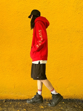 「Supreme （シュプリーム）のアイテム」を使った、噂のキーマンさん（メンズ・170cm）の春コーディネート