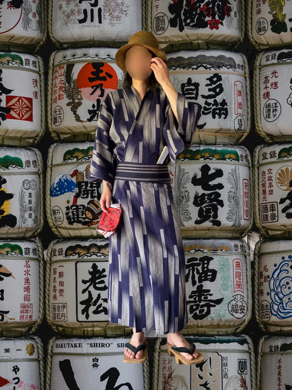 「夏コーデ、浴衣、祭り、夏祭り、浴衣コーデ、むぎわら帽子、麦わら帽子、麦わらハット、呪術廻戦、下駄、花火大会、ゲタ、浴衣男子、扇子、夏」｜「下駄のアイテム（シューズ、ベージュ系）」を使った、噂のキーマンさん（メンズ・170cm）の夏コーディネートの1枚目の写真