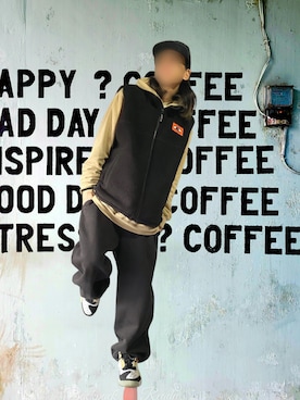 「アイテム（ベスト）」を使った、噂のキーマンさん（メンズ・170cm）の冬コーディネート