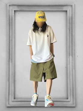 「UNION（UNION TOKYO）（ユニオン）のUNION TOKYO UNION FRONTMAN POCHE S/S TEE  ユニオントーキョー ポケットTシャツ ヘビーウェイト【日本限定】（Tシャツ/カットソー、ホワイト系）」を使った、噂のキーマンさん（メンズ・170cm）の夏コーディネート