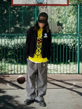 「THRASHER（スラッシャー）のアイテム」を使った、噂のキーマンさん（メンズ・170cm）の冬コーディネート