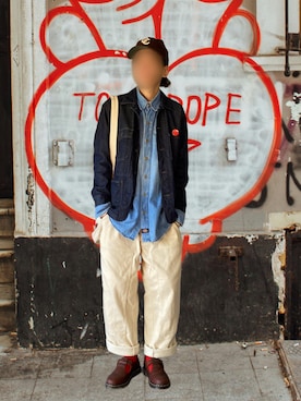 「EBBETS FIELD FLANNELS（エベッツフィールドフランネルズ）のアイテム」を使った、噂のキーマンさん（メンズ・170cm）の冬コーディネート