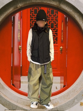「アイテム（ダウンベスト）」を使った、噂のキーマンさん（メンズ・170cm）の秋コーディネート