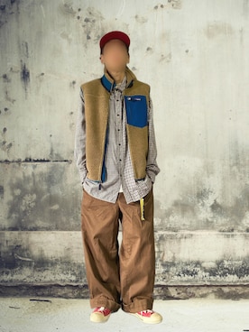 「アイテム（ベスト）」を使った、噂のキーマンさん（メンズ・170cm）の冬コーディネート