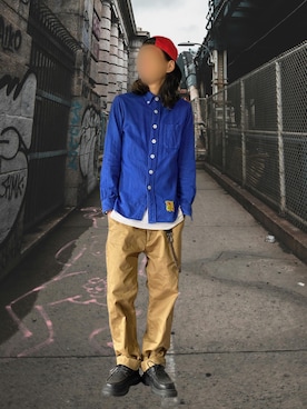 「FAT(エフエイティー)のアイテム(パンツ)」を使った、噂のキーマンさん(メンズ・170cm)の春コーディネート