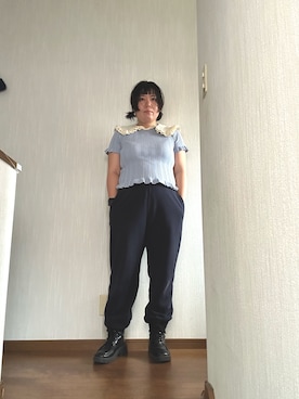 「ZARA（ザラ）のアイテム（シャツ/ブラウス、ブルー系）」を使った、ttkanadmさん（レディース・154cm）の夏コーディネート