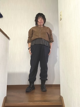 「GU（ジーユー）のアイテム（ジャケット/アウター、ブラウン系）」を使った、ttkanadmさん（レディース・154cm）の夏コーディネート