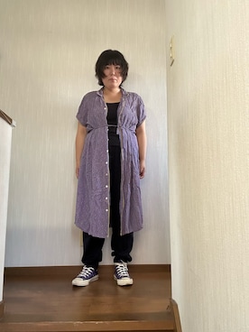 「古着のアイテム（ジャケット/アウター、パープル系）」を使った、ttkanadmさん（レディース・154cm）の春コーディネート