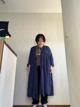 「H&M（エイチ・アンド・エム）のアイテム（Tシャツ/カットソー、グレー系）」を使った、ttkanadmさん（レディース・154cm）の春コーディネート