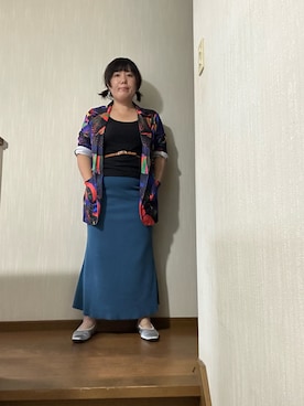 「niko and...（ニコアンド）のアイテム（スカート、ブルー系）」を使った、ttkanadmさん（レディース・154cm）の春コーディネート