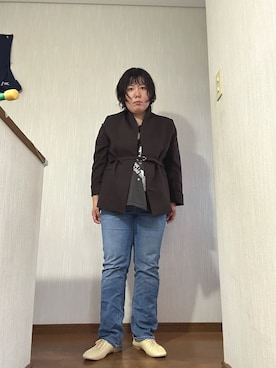 「しまむら（シマムラ）のアイテム（デニムパンツ、ブルー系）」を使った、ttkanadmさん（レディース・154cm）の春コーディネート