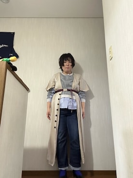 「ZARA（ザラ）のアイテム（ジャケット/アウター、ベージュ系）」を使った、ttkanadmさん（レディース・154cm）の春コーディネート