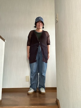 「Samansa Mos2 blue（サマンサモスモスブルー）のアイテム（カーディガン/ボレロ、ブラウン系）」を使った、ttkanadmさん（レディース・154cm）の春コーディネート