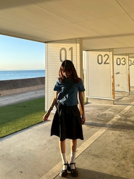 「アイテム（ポロシャツ）」を使った、アユさん（レディース・155cm・10代）の夏コーディネート