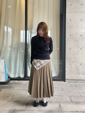 「アイテム（バンダナ/スカーフ）」を使った、Ayumiさん（レディース・154cm）の秋コーディネート