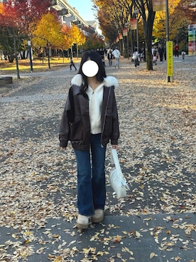 「AZUL（アズール）のアイテム」を使った、ぽぽさん（レディース・162cm）の冬コーディネート