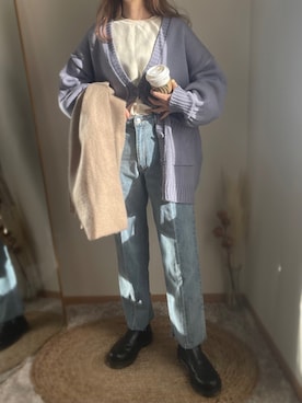 「マフラーコーデ」｜「アイテム（ブーツ）」を使った、hikalさん（レディース・160cm）の冬コーディネート