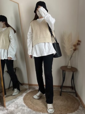 「ベストコーデ」｜「アイテム（レッグウェア）」を使った、hikalさん（レディース・160cm）の春コーディネート