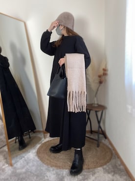 「CLEA（クレア）のアイテム（帽子）」を使った、hikalさん（レディース・160cm）の冬コーディネート