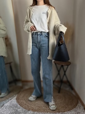 「ISOOK（アイスー）のアイテム（パンツ）」を使った、hikalさん（レディース・160cm）の秋コーディネート